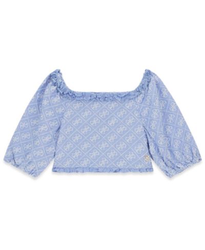 GUESS Girls' 7-16 Off-the-Shoulder Oxford Top