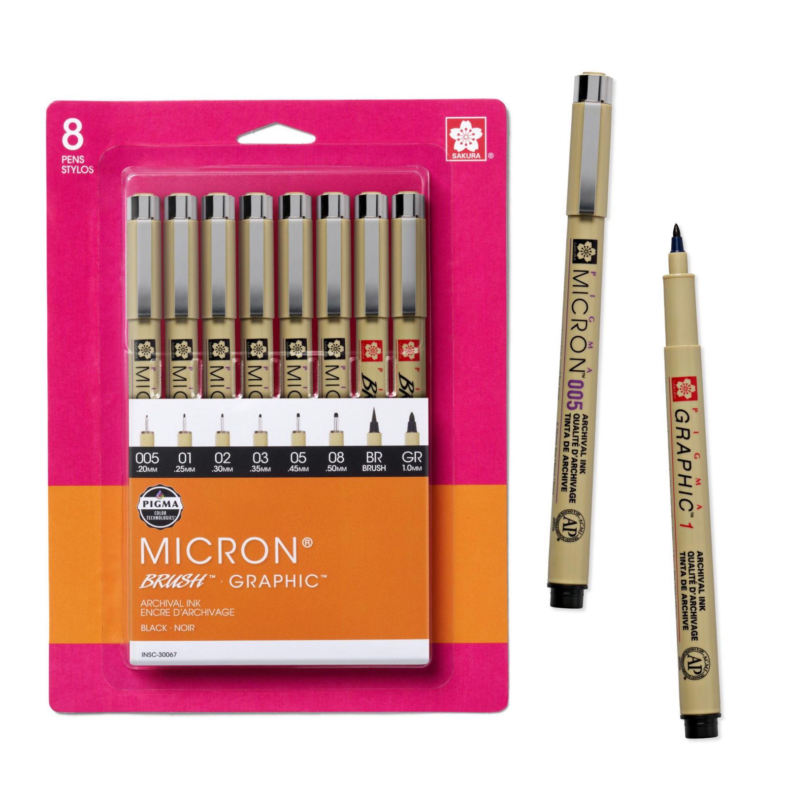 Sakura Pigma Micron набор чернильных ручек, Black, 8 Pack