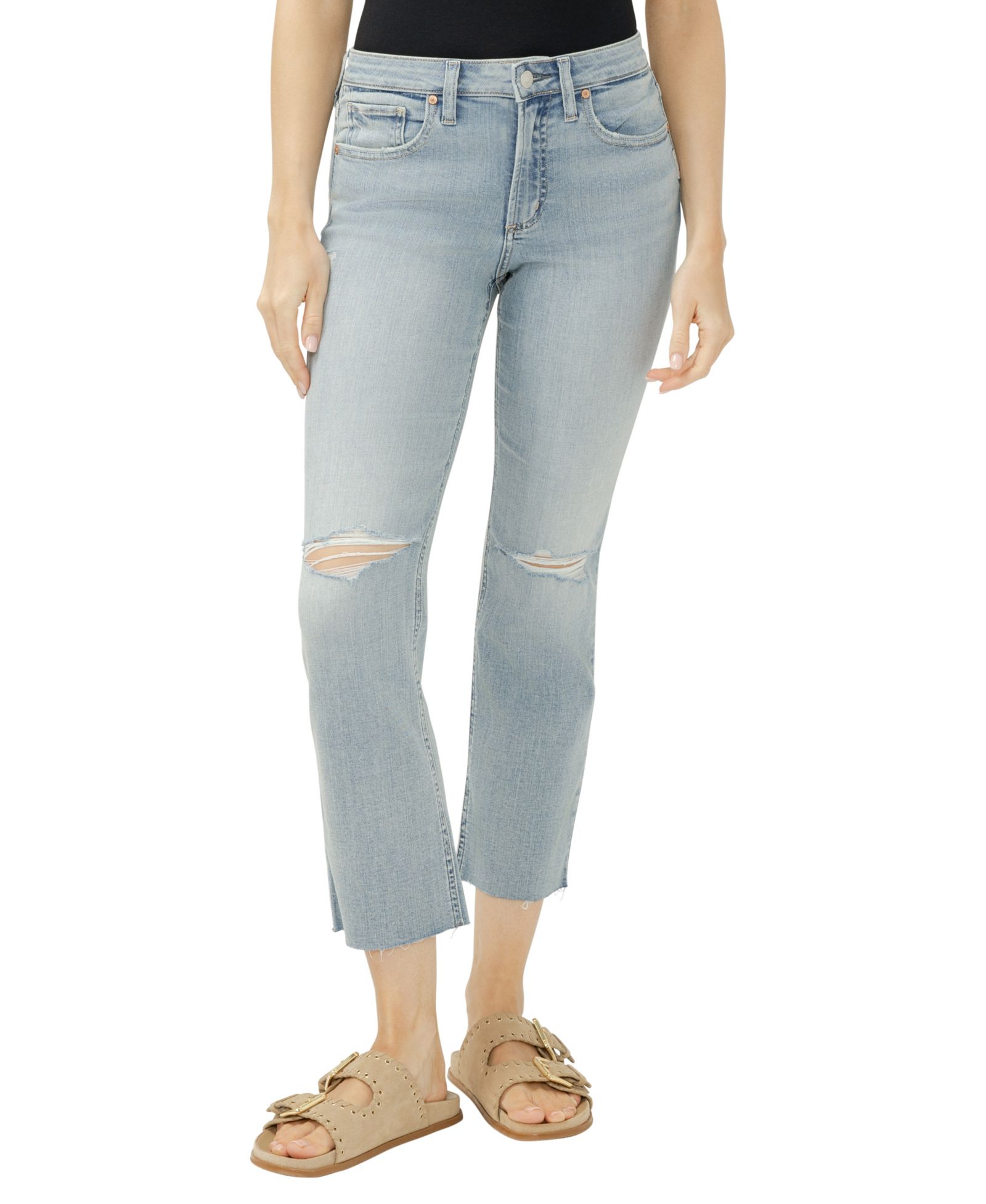 Silver Jeans Co. Women's Most Wanted Mid-Rise Cropped Straight-Leg Luxe Stretch Jeans