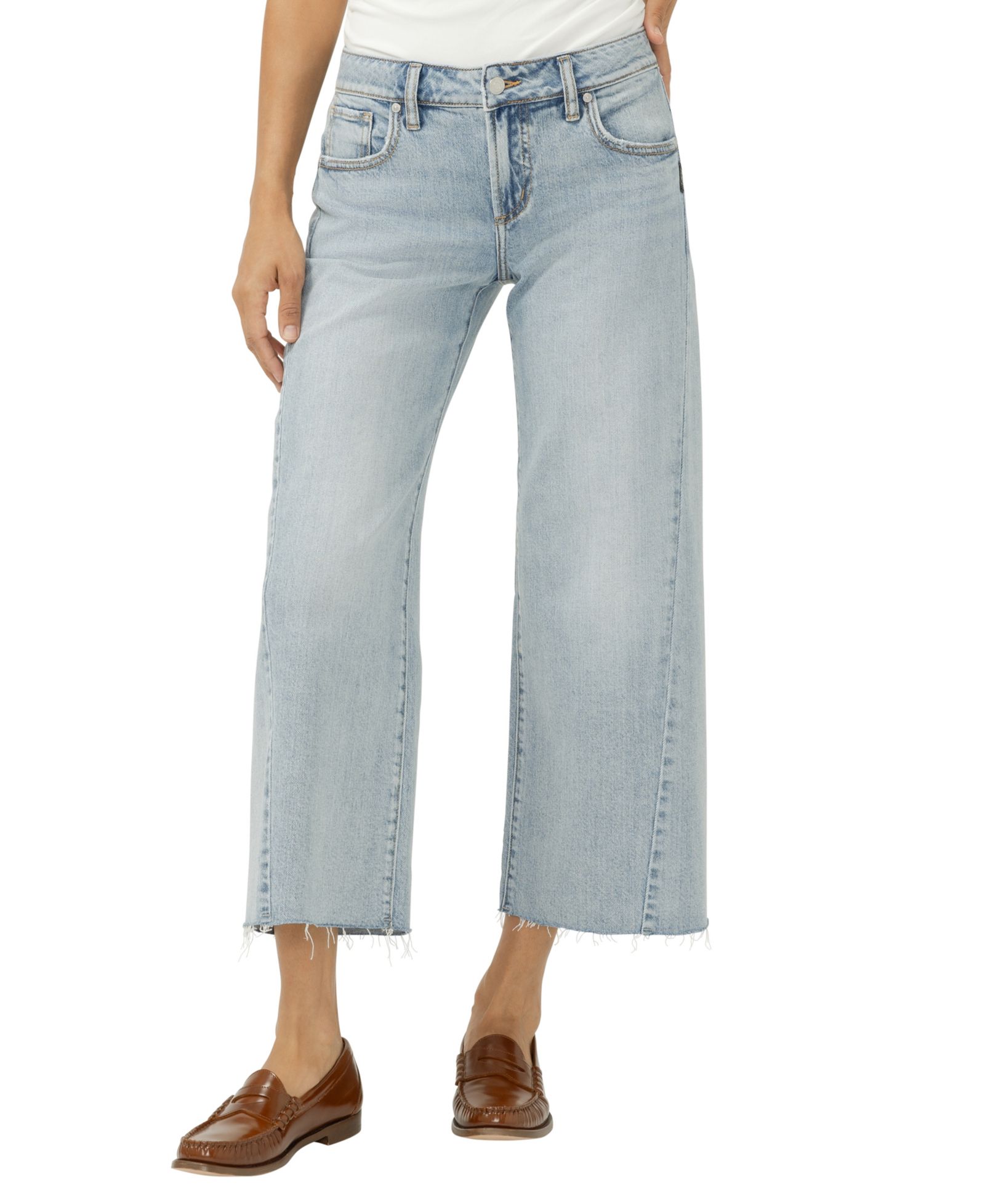 Женские джинсы Silver Jeans Co. Suki Mid-Rise Cropped Wide-Leg