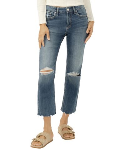 Silver Jeans Co. Women's Avery High-Rise Straight-Leg Cropped Jeans