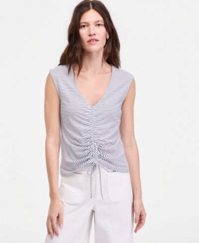 On 34th Women's Ruched V-Neck Tie-Hem Tank, Macy's Exclusive