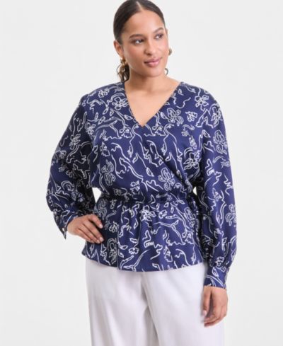 Женская блузка Plus Size I.N.C. International Concepts Printed Peplum