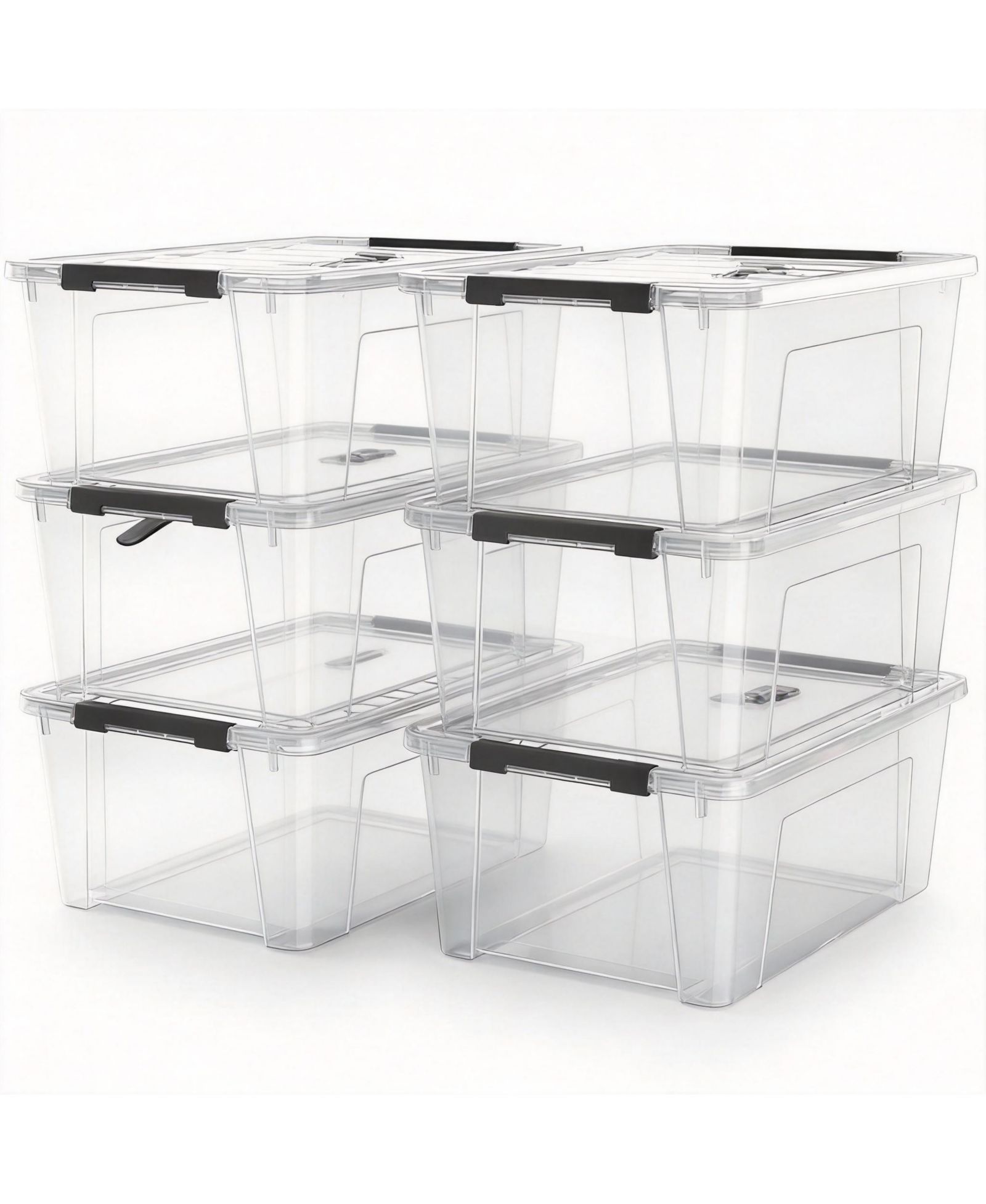 YIGII 5 Quart Black Clear Storage Bins with Latches for Small Spaces