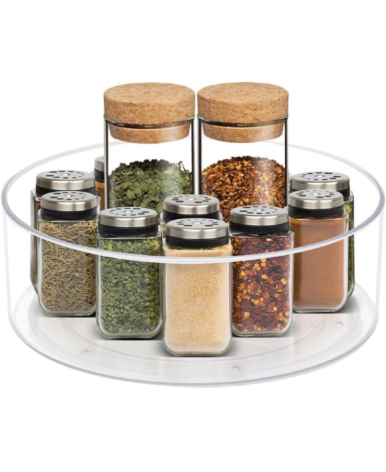 SORBUS 2 Pack Clear Lazy Susan Bins - Versatile for Pantry, Fridge, and Bathroom Storage