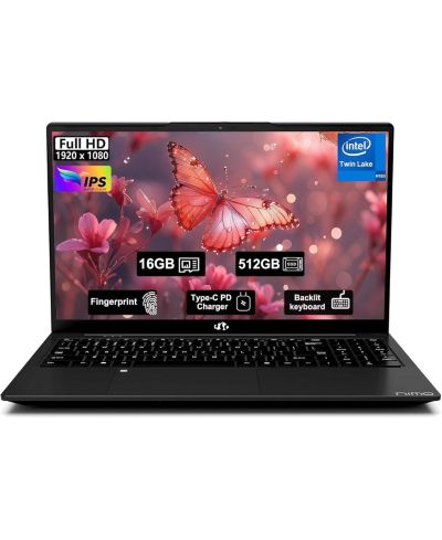 Ноутбук NIMO 15.6" FHD IPS 16GB RAM 512GB SSD 4 ядра 13th Gen Intel N150 3.6GHz Fingerprint Wi-Fi 6