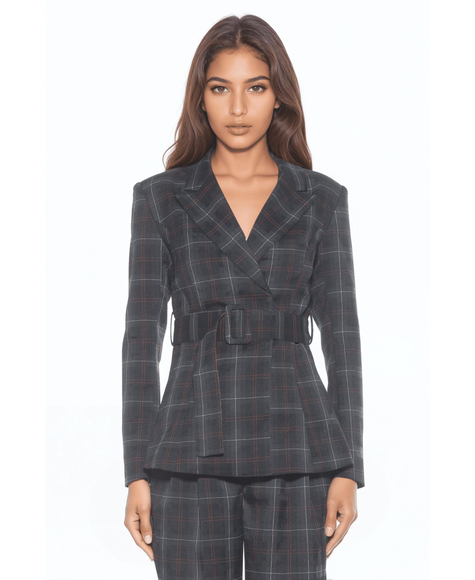 Женский приталенный блейзер Alexia Admor Janna Plaid Long Sleeve Longline