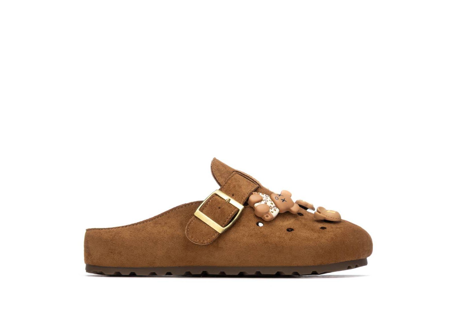 XTI Women's Suede Clogs With Teddy Bear Charms