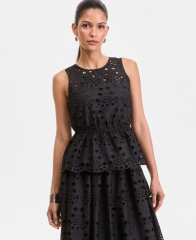 Женский топ I.N.C. International Concepts без рукавов с кружевом Eyelet Lace Peplum