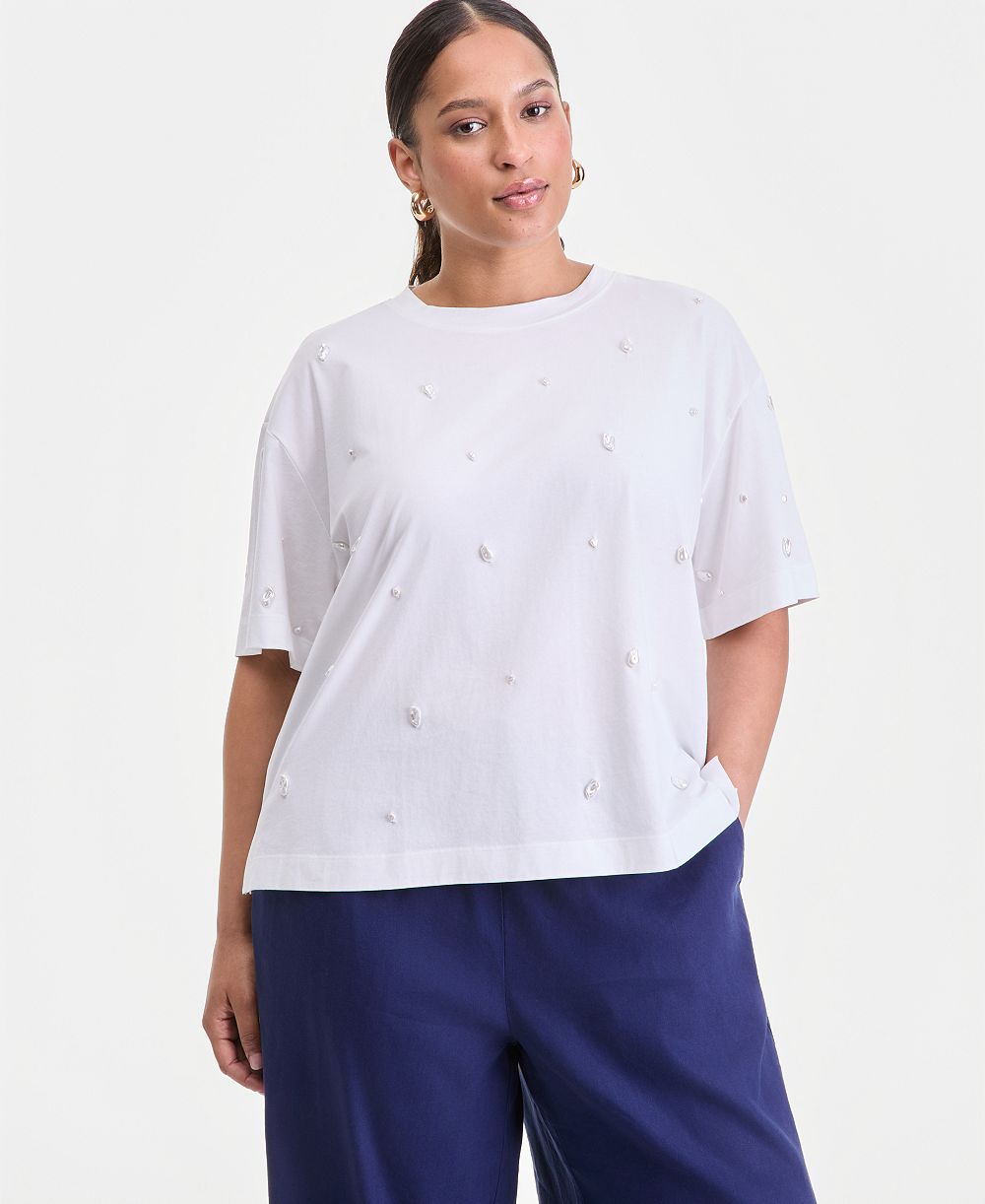 I.N.C. International Concepts Plus Size украшенная камнями футболка
