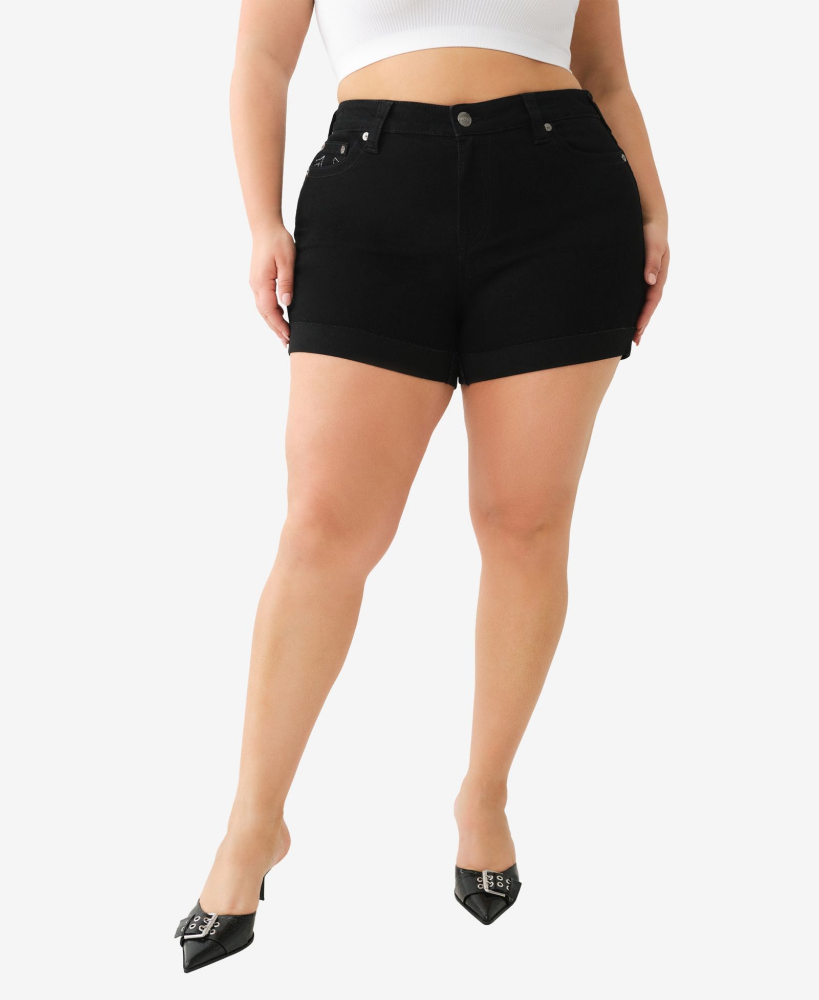 Шорты True Religion Plus Size Jennie Mid-Rise Curvy Rolled