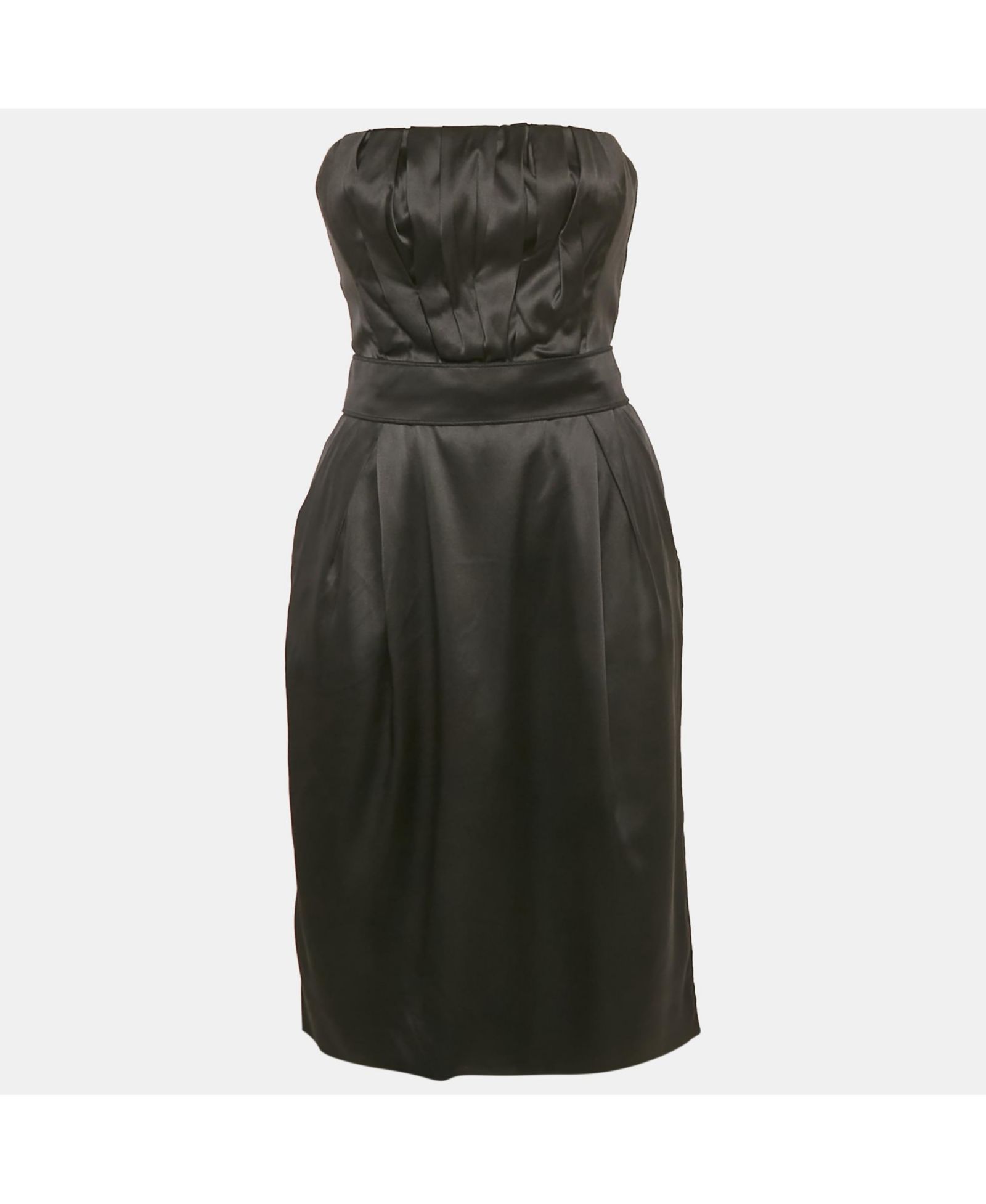 Женское короткое платье Dolce & Gabbana Black Satin Strapless Pre-Owned