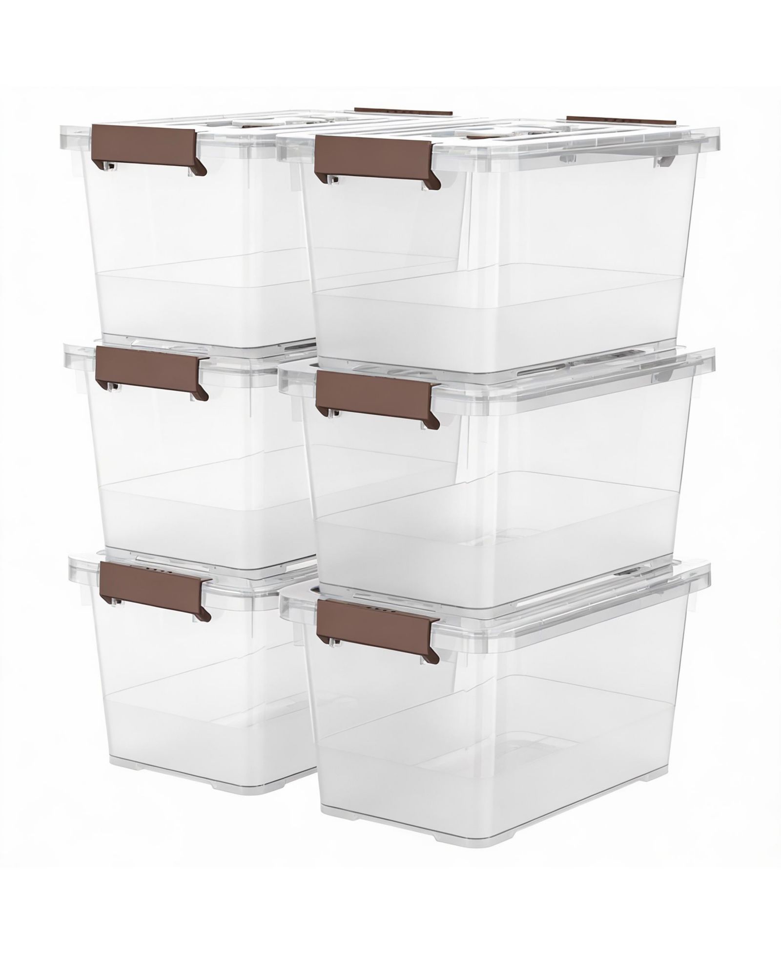 YIGII 6-Pack Clear 7 Quart Stackable Storage Bins with Latches