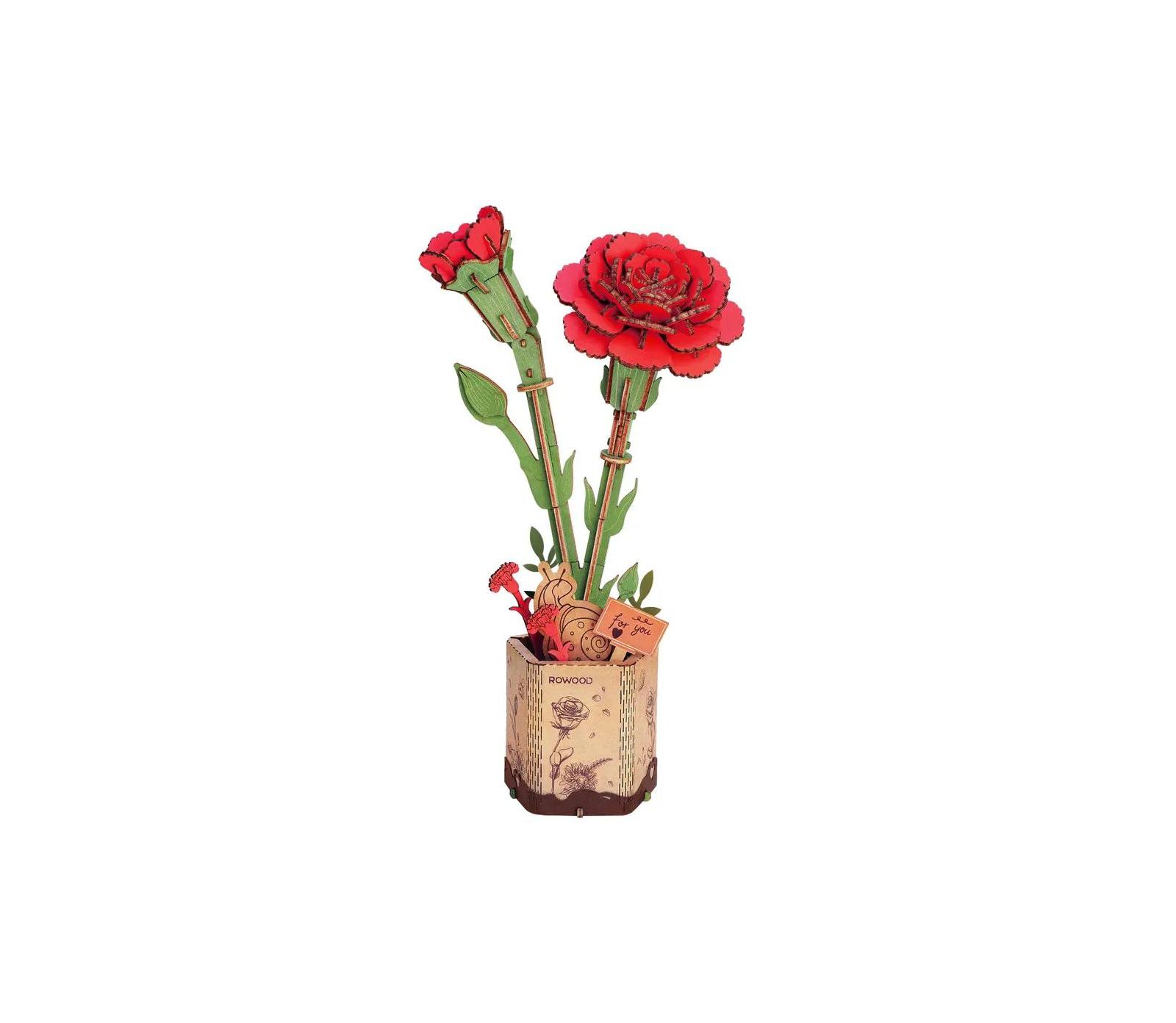 3D деревянный пазл Flash Popup Red Carnation 124pcs