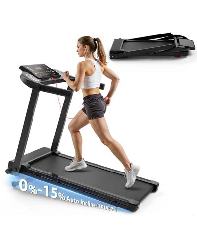 Rellysport Foldable Treadmill with Auto Incline, 2.5HP Walking Treadmill for Home, 15% Incline Treadmill with Handles, 300 lbs Capacity