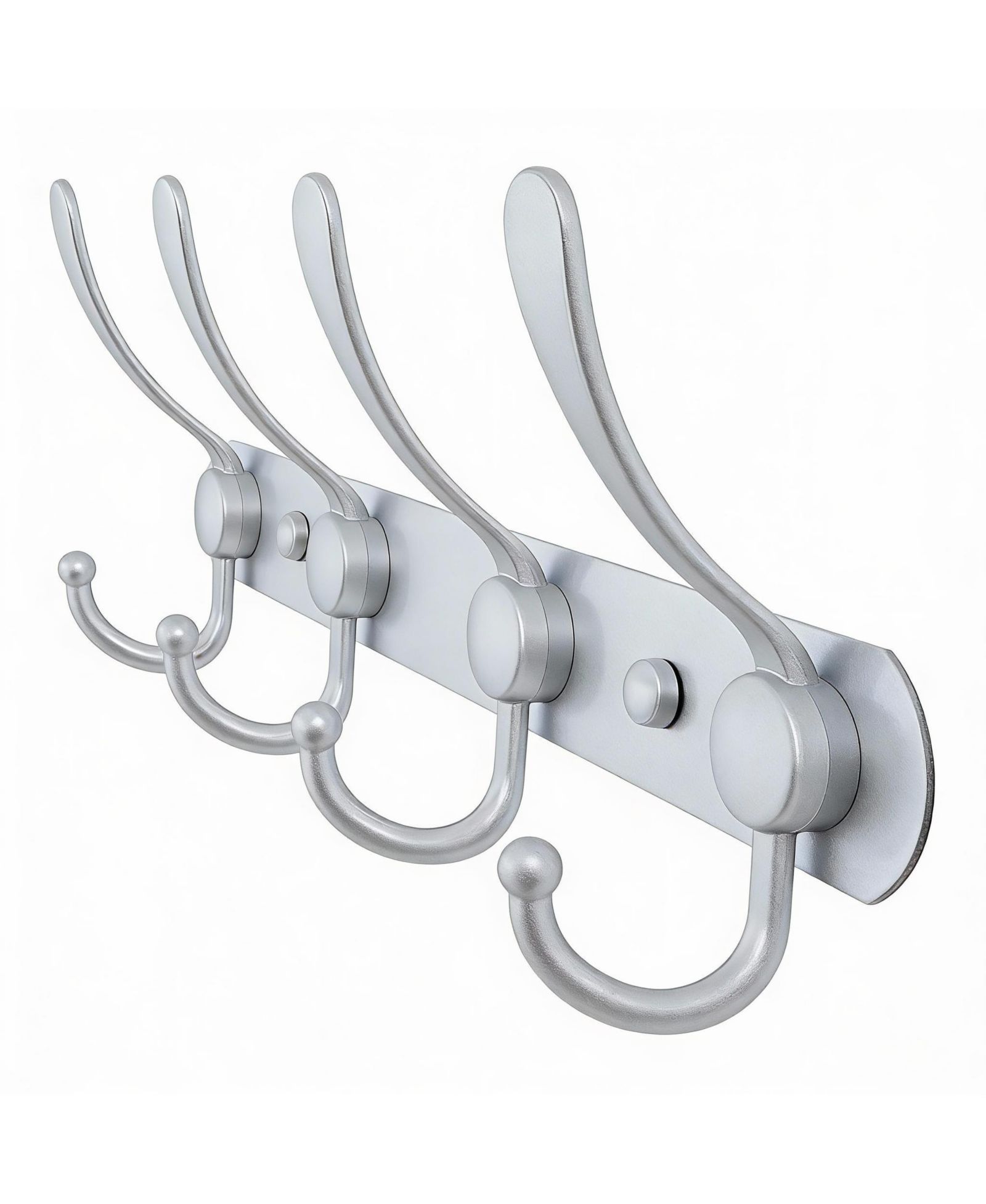 YIGII Heavy Duty Stainless Steel 5-Tri Hook Wall Rack for Hats, Coats, Towels, Silver