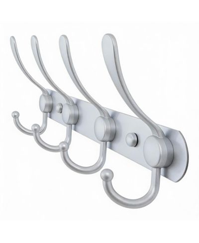 Настенный стеллаж YIGII Heavy Duty Stainless Steel 5-Tri Hook для шляп, пальто, полотенец, Silver