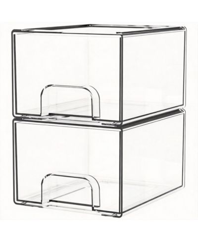 YIGII 2 Pack - прозрачные штабелируемые акриловые ящики для ванной, офиса и дома