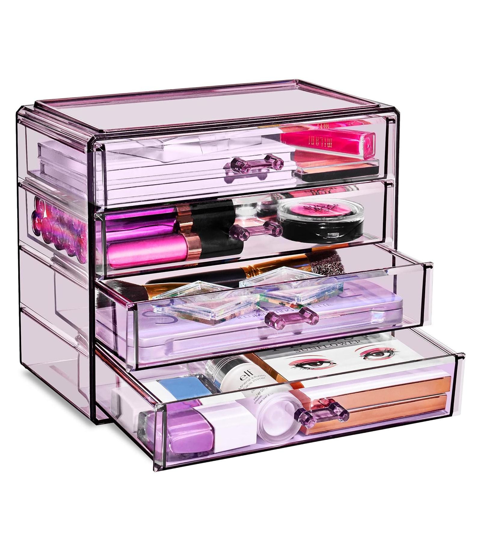 Sorbus 4 Drawer Clear Makeup Organizer and Storage for Cosmetics, Jewelry and more Clear Makeup Organizer for Vanity, College Dorm