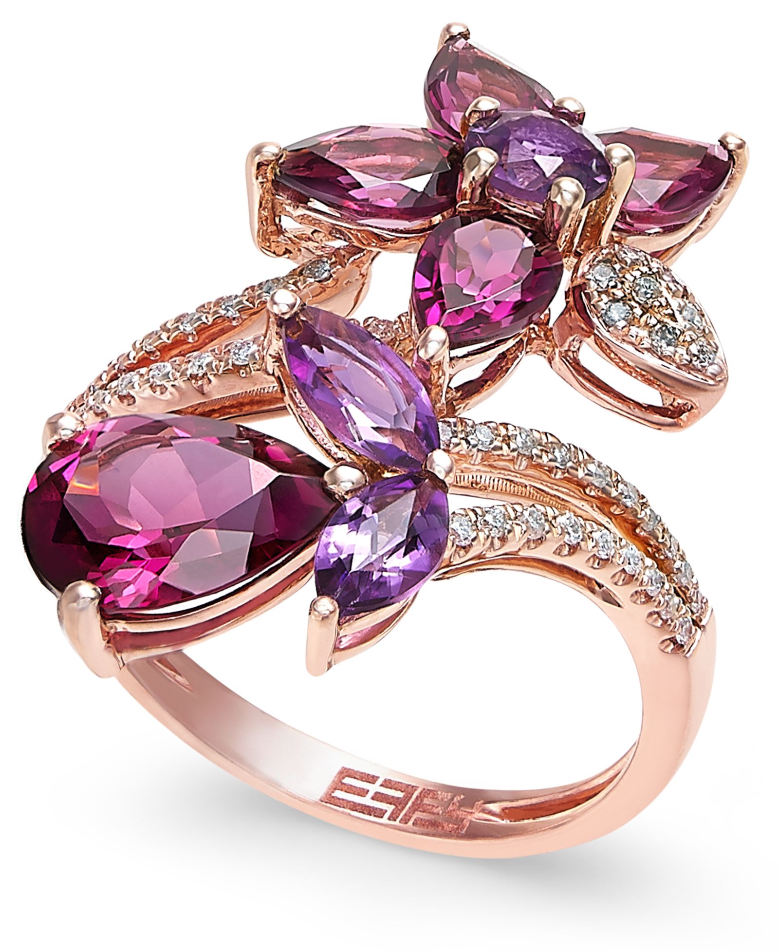Кольцо EFFY® Multi-Stone (5-1/4 ct. t.w.) and Diamond (1/5 ct. t.w.) Flower в золоте 14k Rose Gold