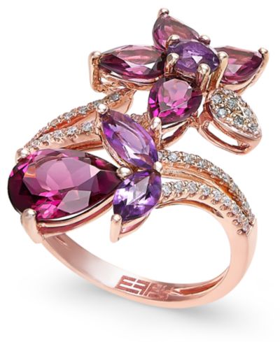Кольцо EFFY® Multi-Stone (5-1/4 ct. t.w.) and Diamond (1/5 ct. t.w.) Flower в золоте 14k Rose Gold