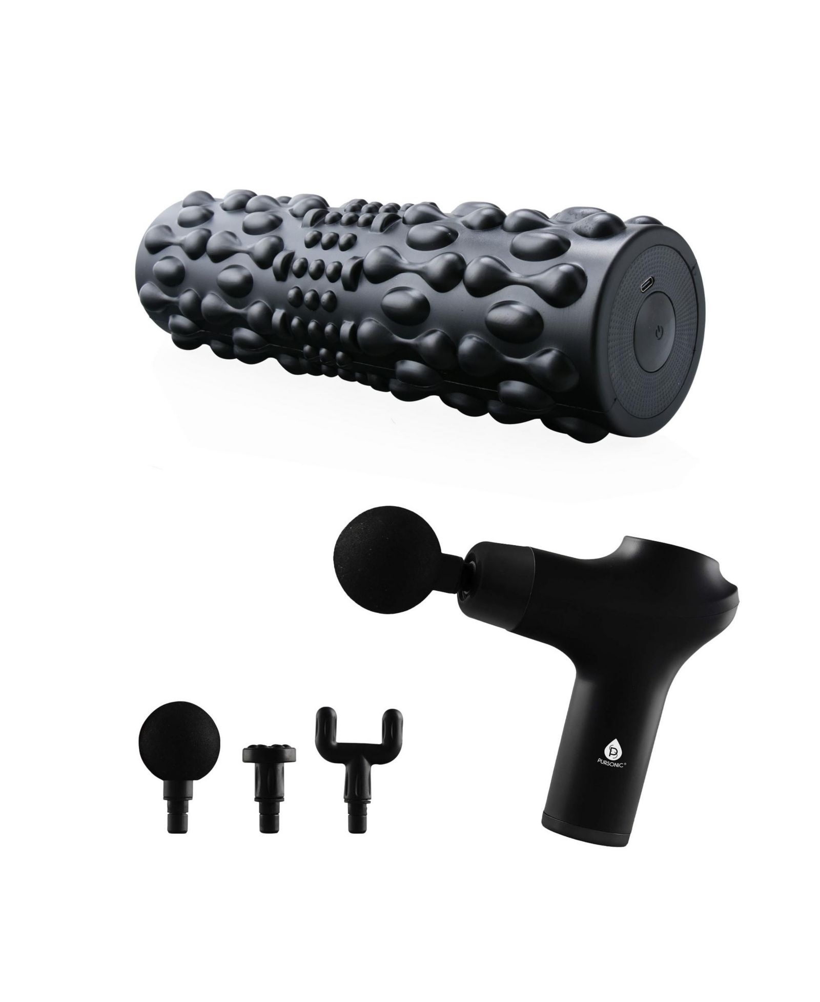 Pursonic Deep Tissue Recovery Bundle - 3-Speed Percussion Massager + FlexiPulse 5-Speed Vibrating Foam Roller