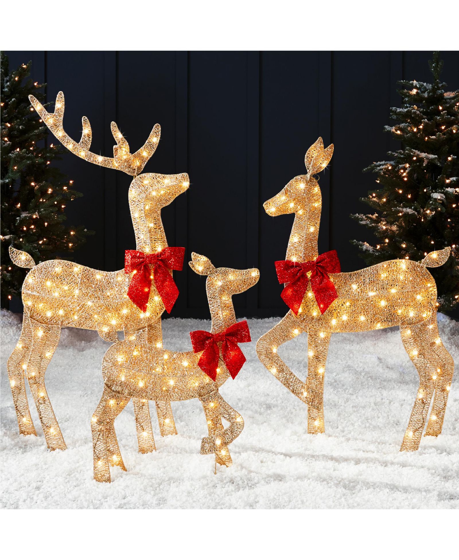 Набор из 3-х светящихся 2D рождественских оленей Best Choice Products 4ft с 175 LED Lights, колышки