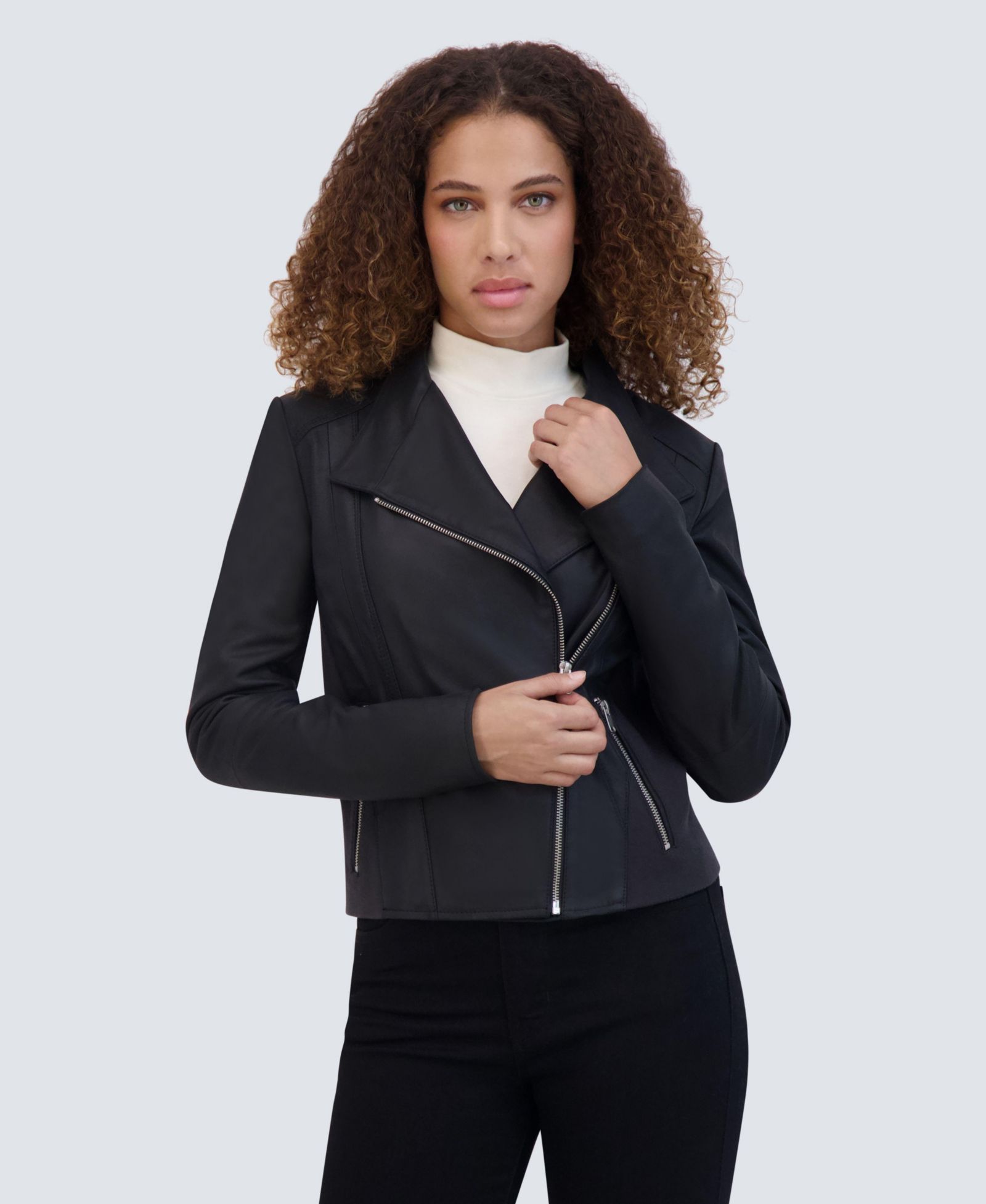 Andrew Marc Women's Felix Fitted Leather Moto Jacket