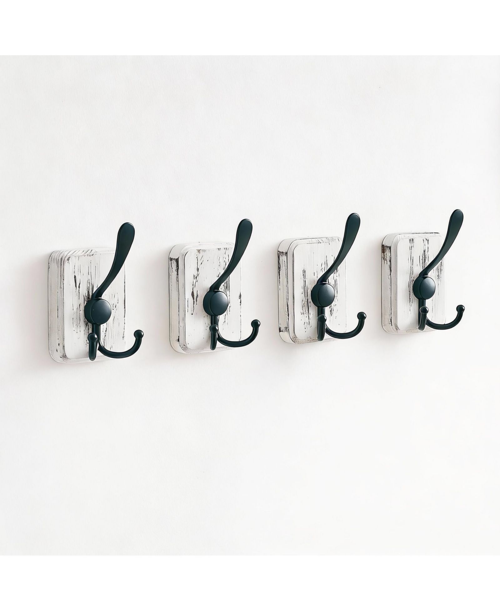 YIGII 4 Pack Rustic Iron Hooks, Heavy Duty, Adhesive & Drill Mount, Farmhouse Decor
