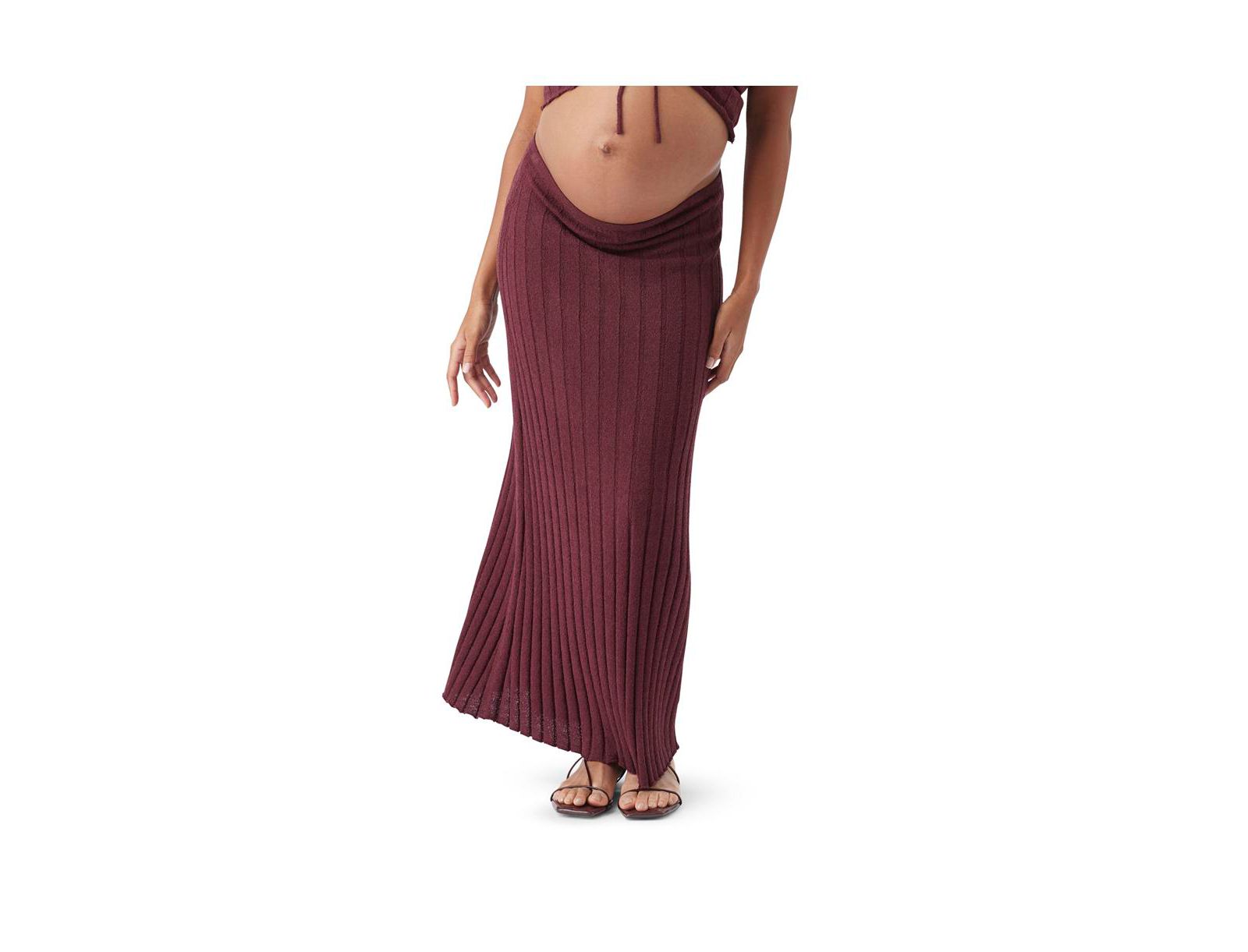 Ripe Maternity Maternity Ripe Charli Rib Knit Skirt Maroon