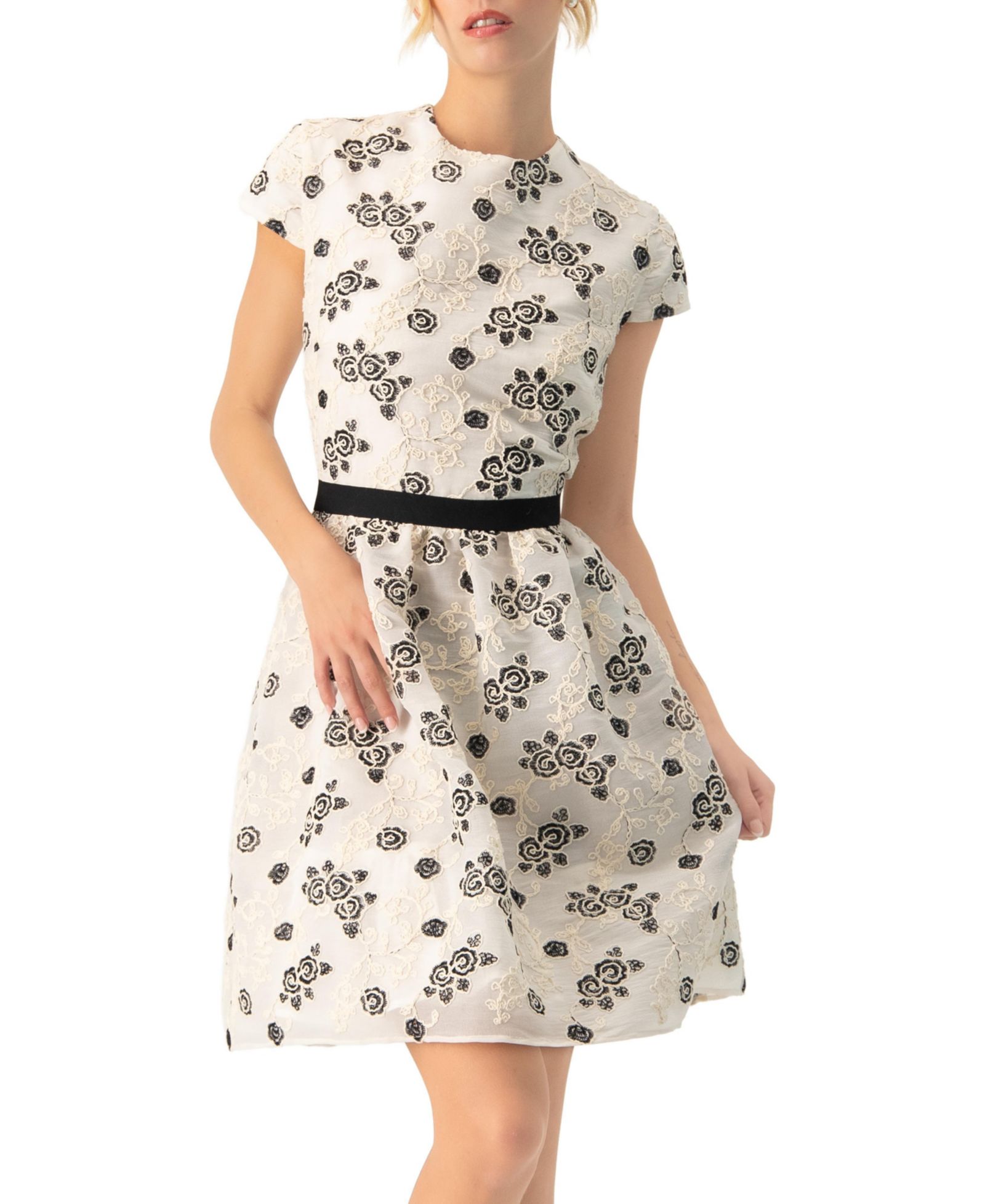 Ivonne Women's Floral Embroidered Short A-Line Dress