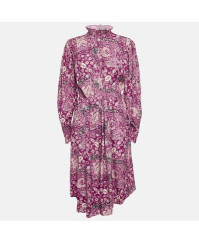 Платье миди Isabel Marant Women's Etoile Pink Printed Crepe Cescott