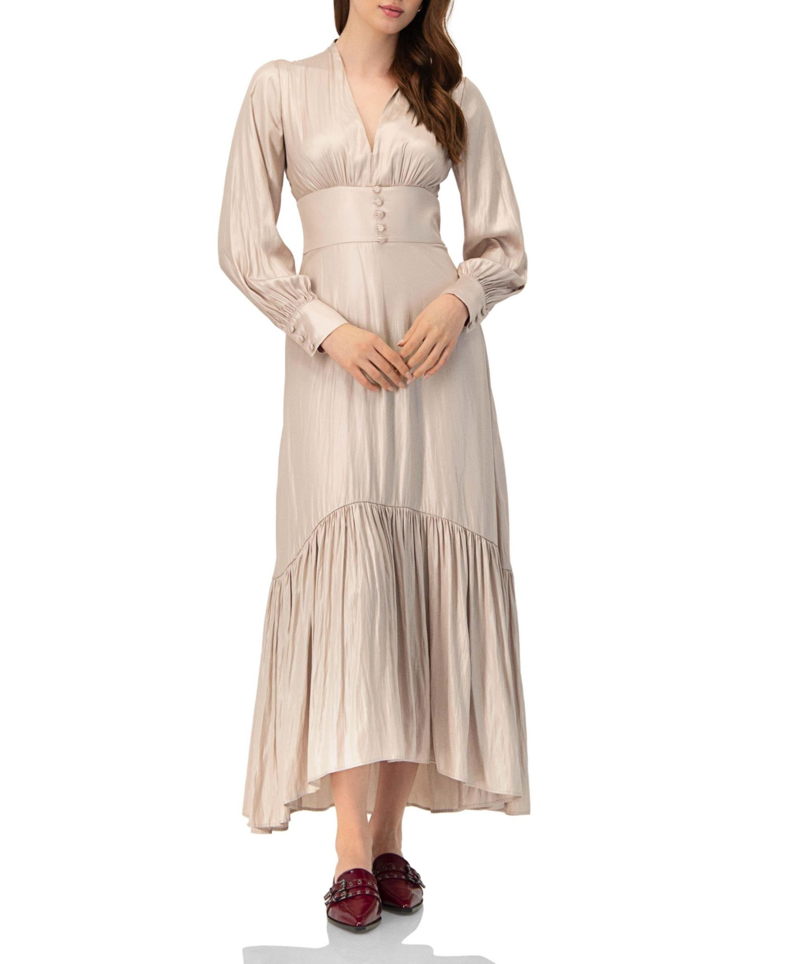 Ivonne Women's V-Neck Long Sleeve Maxi Dress