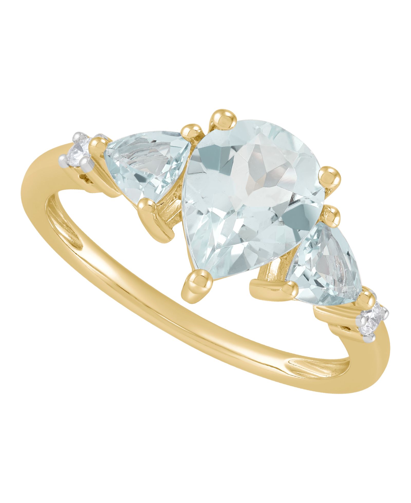 Macy's Aquamarine (1-9/10 ct. t.w.) and Diamond Accent Ring in 14k Yellow Gold