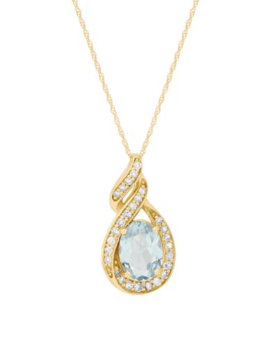 Подвеска Macy's Aquamarine (5/8 ct. t.w.) & Diamond (1/10 ct. t.w.) в 14k желтом золоте