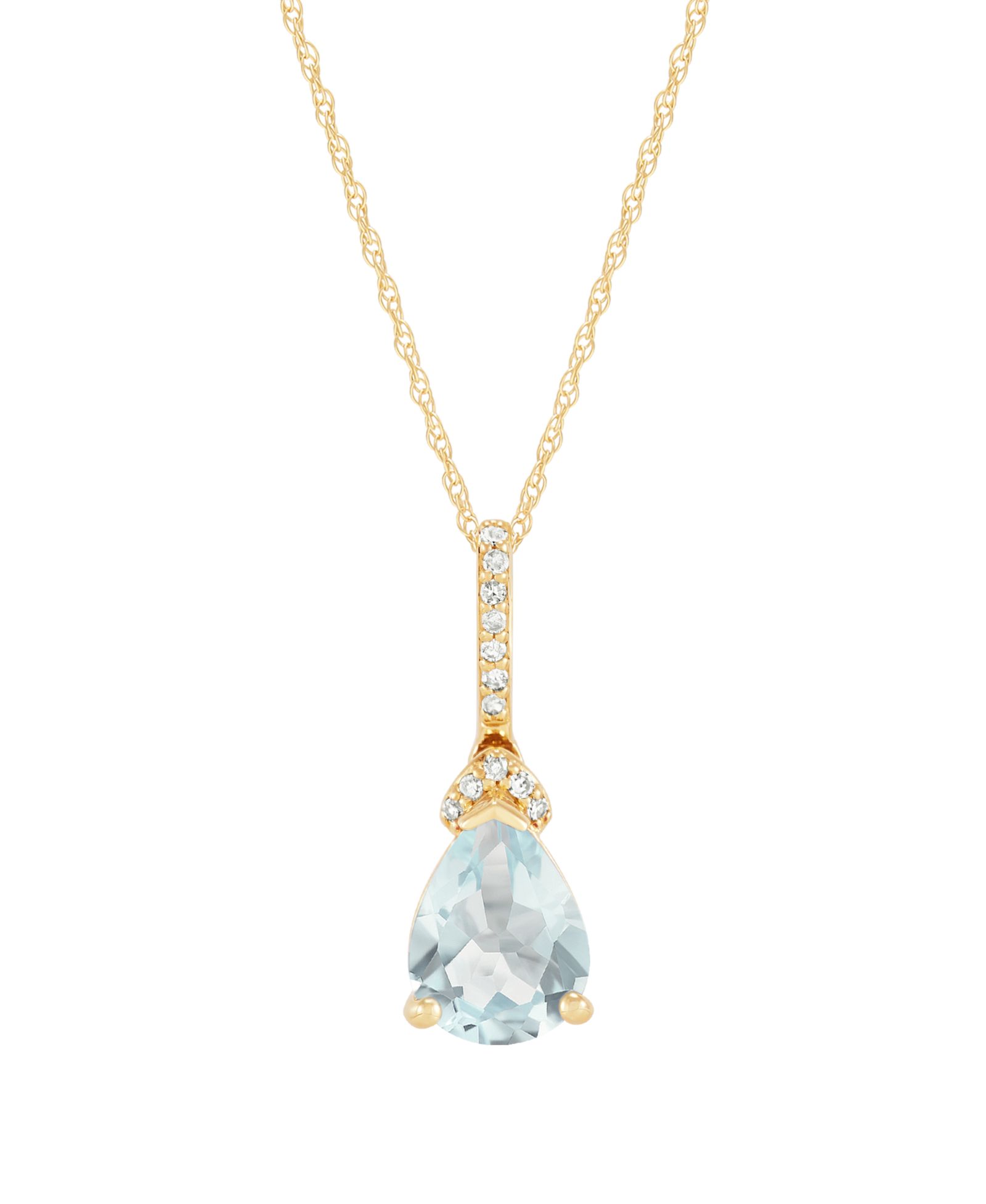 Macy's Подвеска с акцентом из бриллиантов и аквамарином (7/8 ct. t.w.) в золоте 14k Yellow Gold