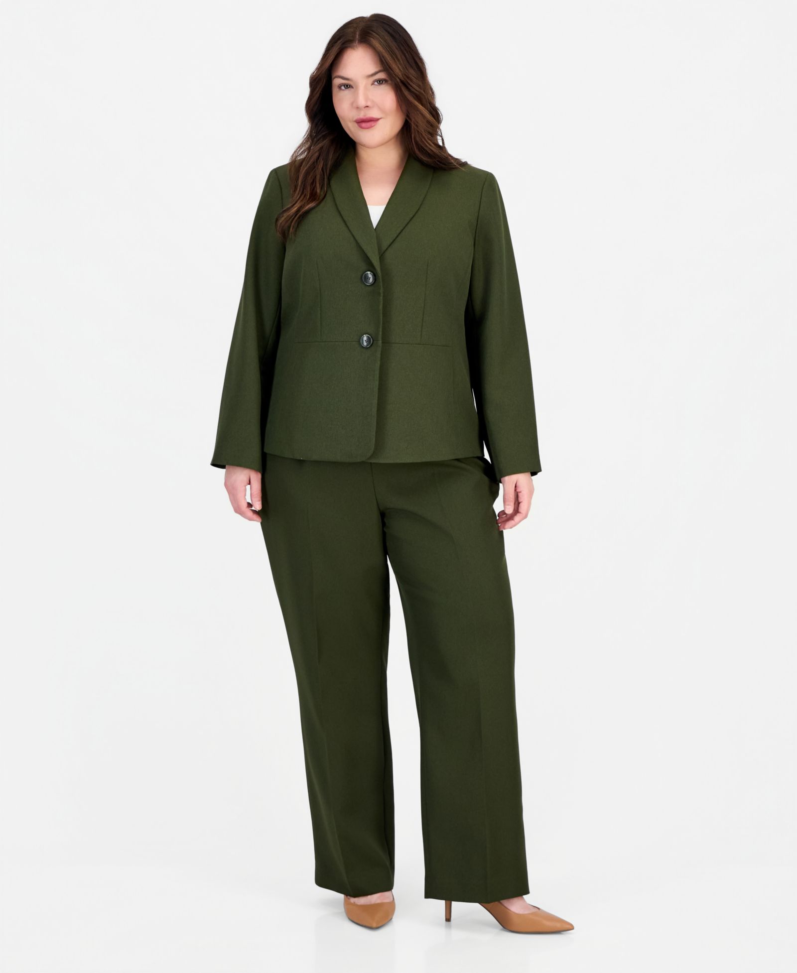 Le Suit Plus Size Two-Button Shawl Collar Blazer & Pant Suit