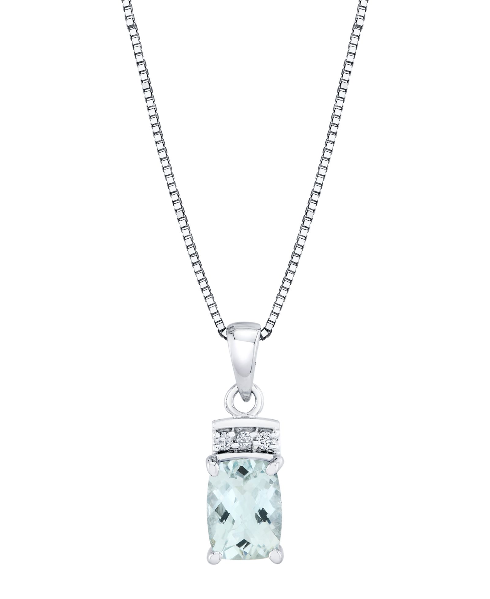 Подвеска с акцентами из аквамарина (1-1/4 ct. t.w.) и бриллиантов в белом золоте 14k