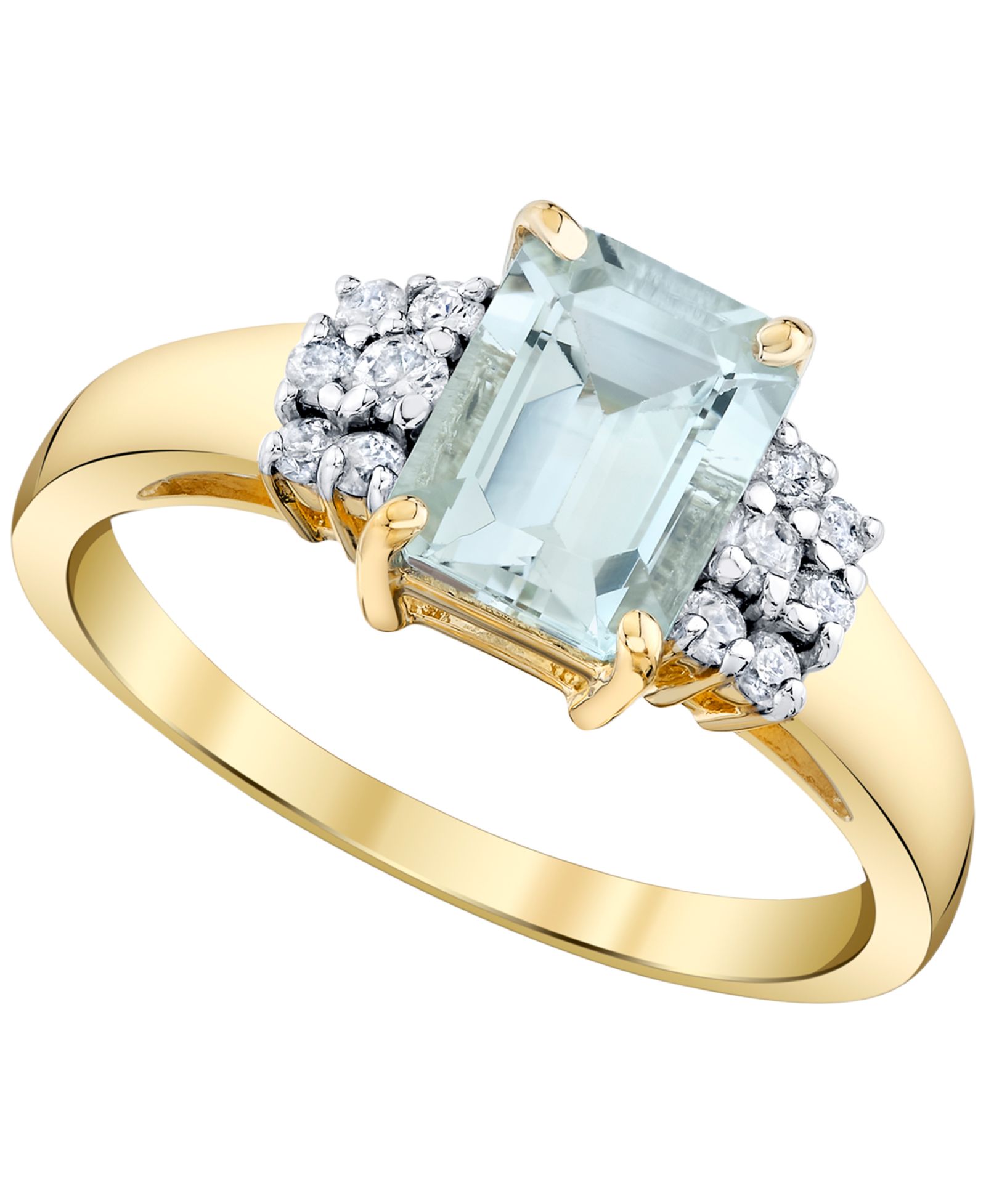 Macy's Aquamarine (1-5/8 ct. t.w.) & Diamond (1/5 ct. t.w.) Ring in 14k Yellow Gold