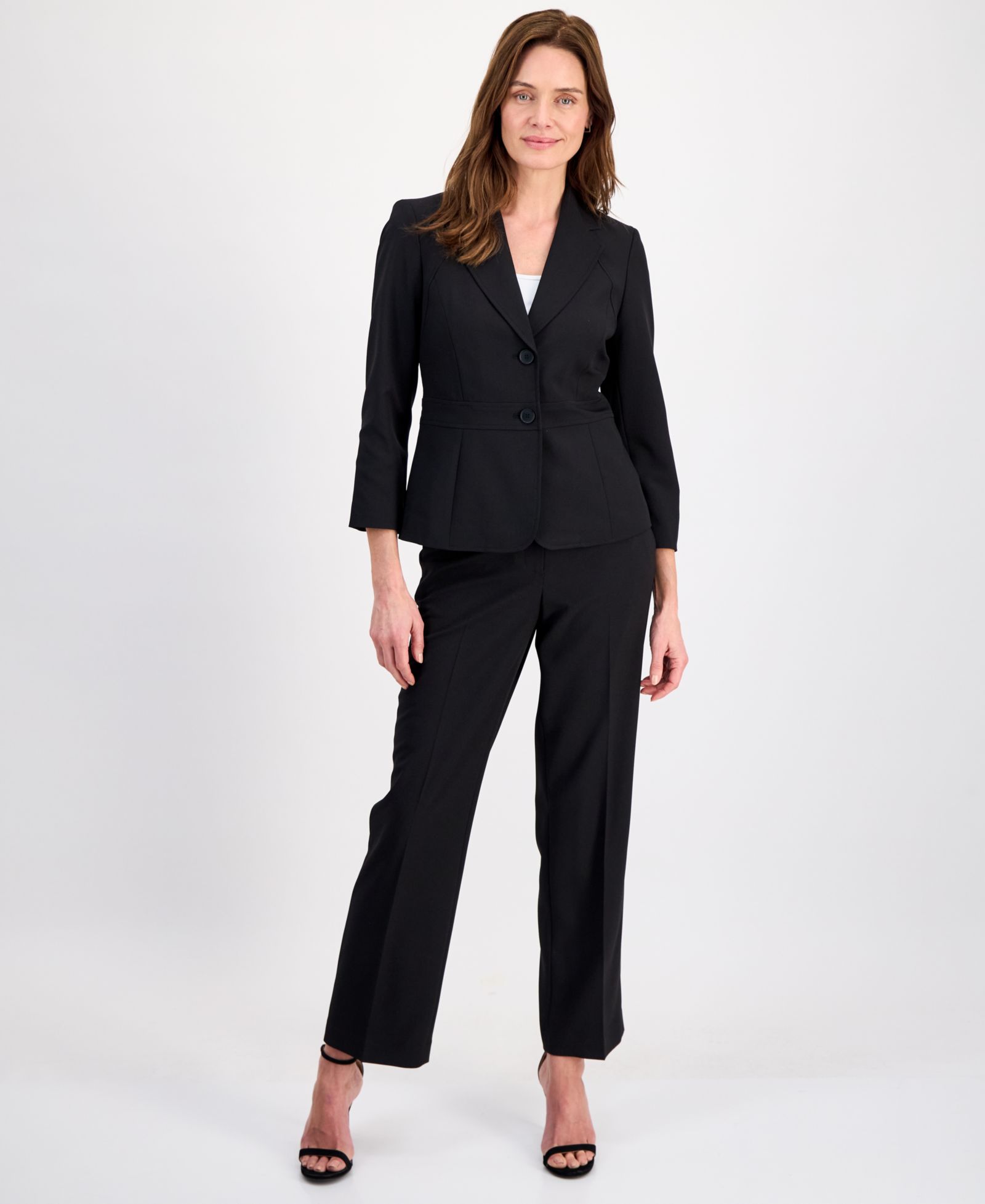 Le Suit Women's Two-Button Waist-Inset 2 Piece Pantsuit