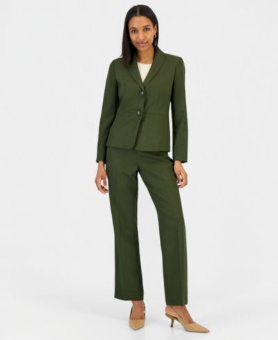 Le Suit Women's Two-Button Shawl Collar Blazer & Pants Suit, Regular & Petite
