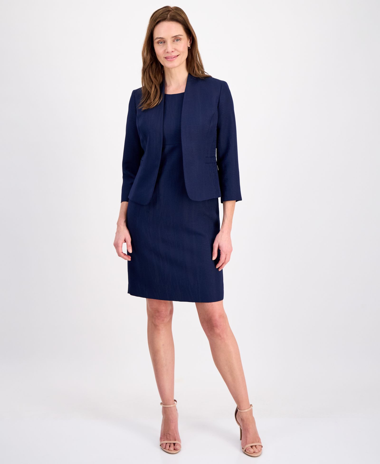 Le Suit Women's Jacquard Open-Front Jacket 2 Piece Dress Suit
