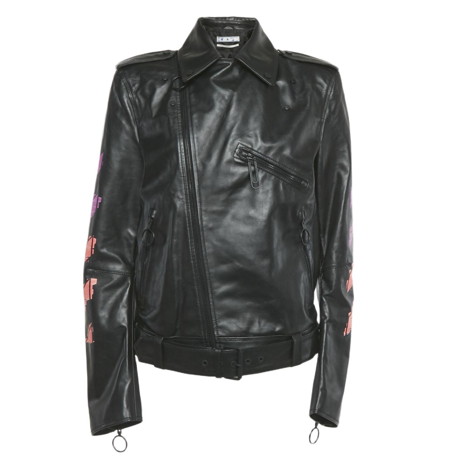 Pre-Owned Off-White женская кожаная куртка с нарисованной черной стрелкой