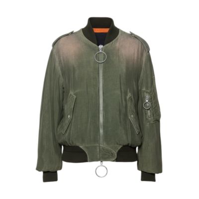 Женская бомбер-куртка Pre-Owned Off-White Green Cupro Washed Out Effect