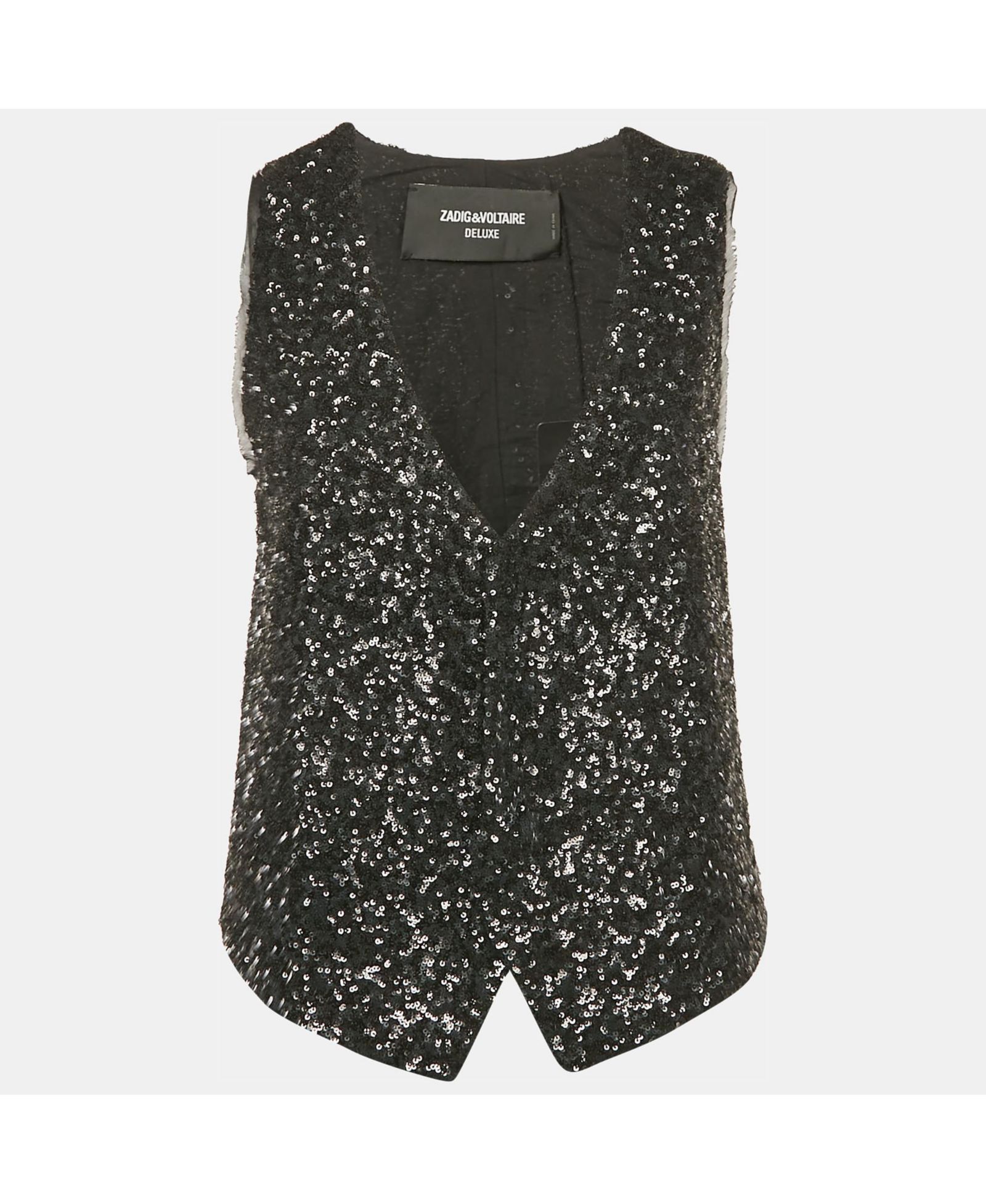 Pre-Owned Zadig & Voltaire Women's Pre-Owned Zadig and Voltaire Black Sequin Button Front Emilie Coat