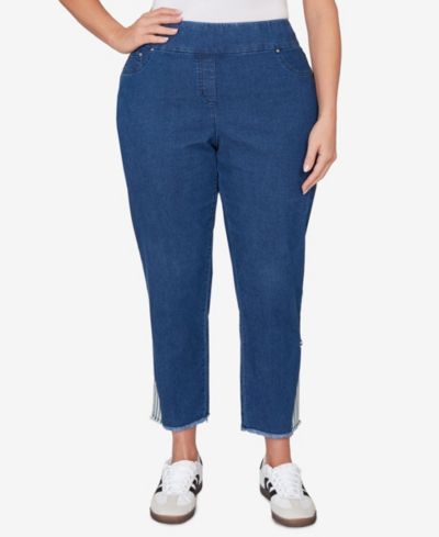 Ruby Rd. Plus Size Nautical Stripe Inset Slim Fit Jean