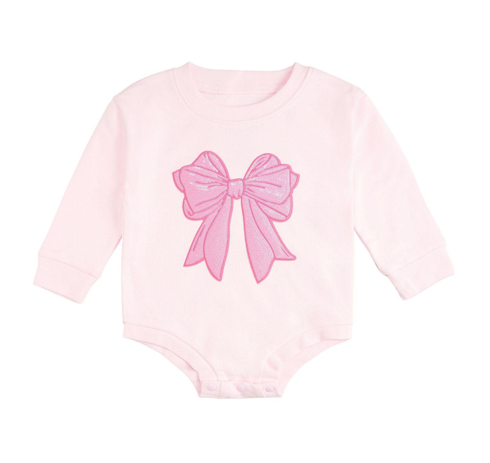 Ромпер Sweet Wink Baby Girls Pink Bow Sequin Patch Long Sleeve