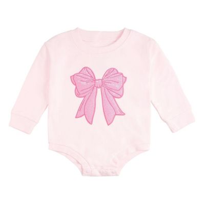 Ромпер Sweet Wink Baby Girls Pink Bow Sequin Patch Long Sleeve