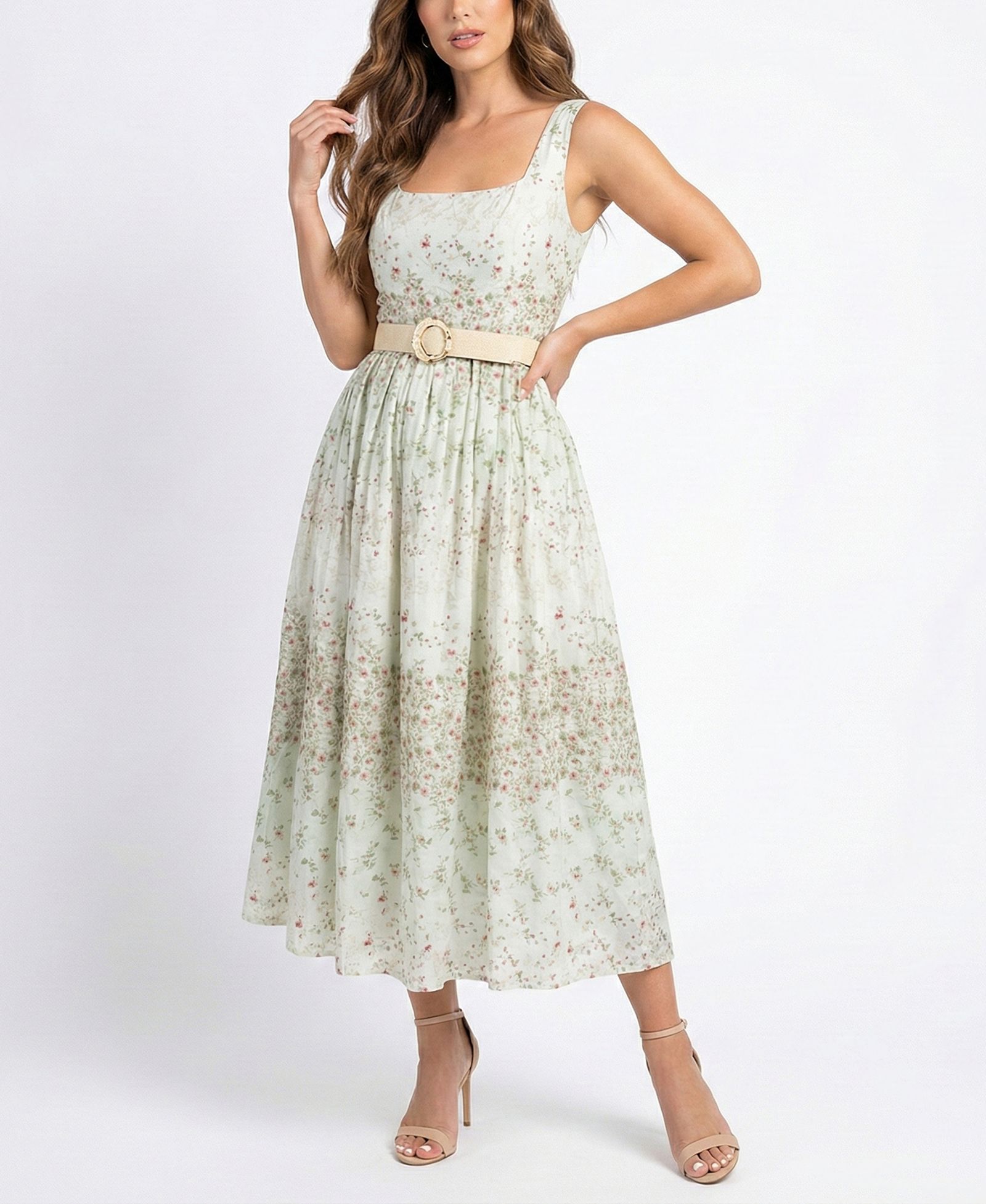 Taylor Petite Scoop Neck Belted Dress