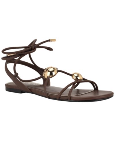 GUESS Женские босоножки Tabell Strappy Gold Dome с завязками